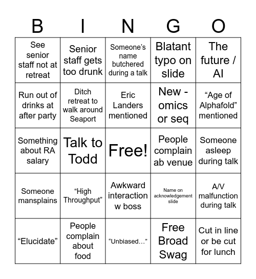 Broad Retreat Bingo Card