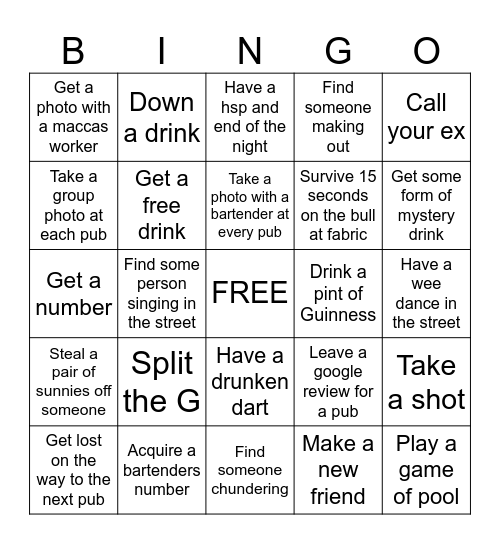 Scotty's wee adventure Bingo Card