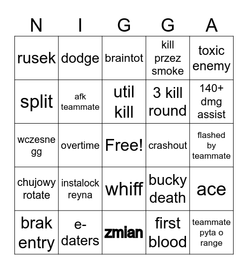 Valorant Bingo Card