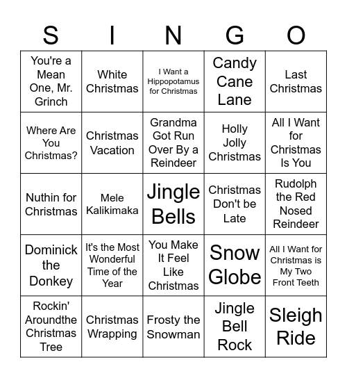 Titan Singo 3 Bingo Card