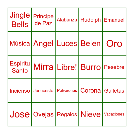 Bingo Navideña Bingo Card