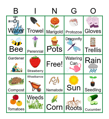 NCCE Garden BINGO Card