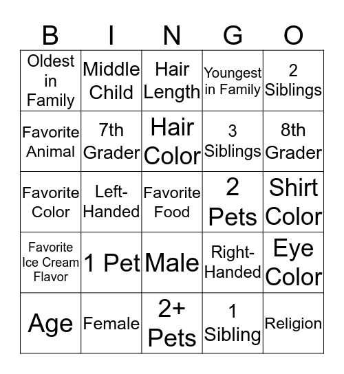 Mix-It-Up Bingo Card