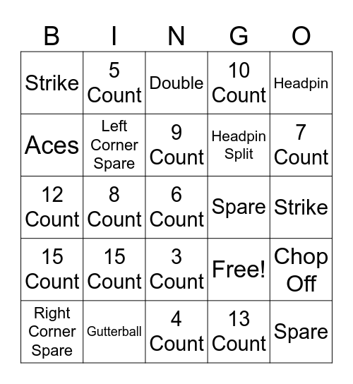 Fun Bunch 5 Pin Bingo Bowling Bingo Card