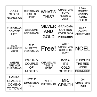 NAME THAT CHRISTMAS MOVIE SONG Bingo Card