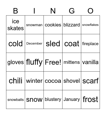 Winter Winter Winter Bingo Card