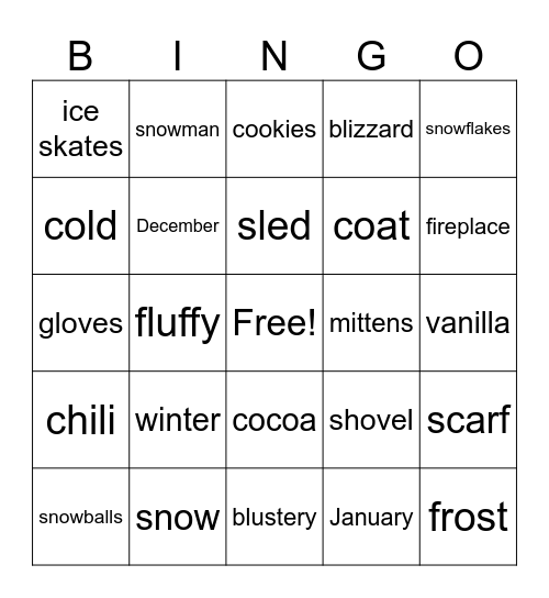 Winter Winter Winter Bingo Card