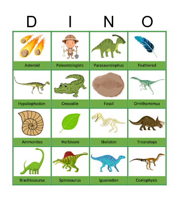 Dinosaur Bingo Card