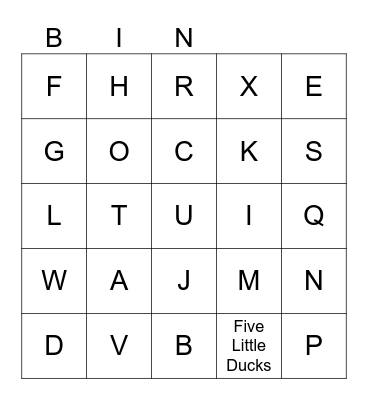 Alphabet Bingo Card