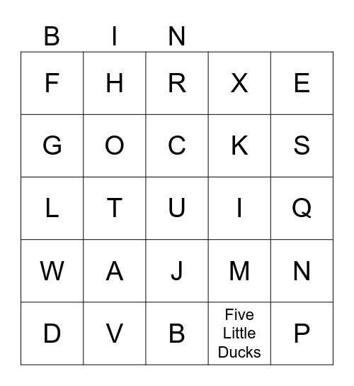 Alphabet Bingo Card