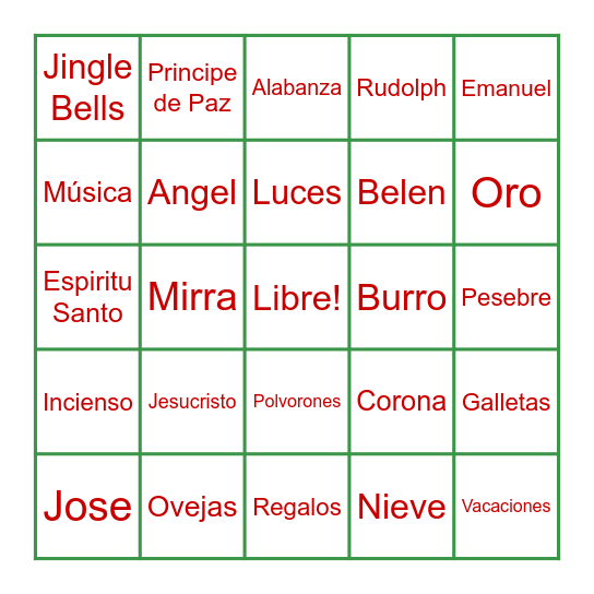 Bingo Navideña Bingo Card