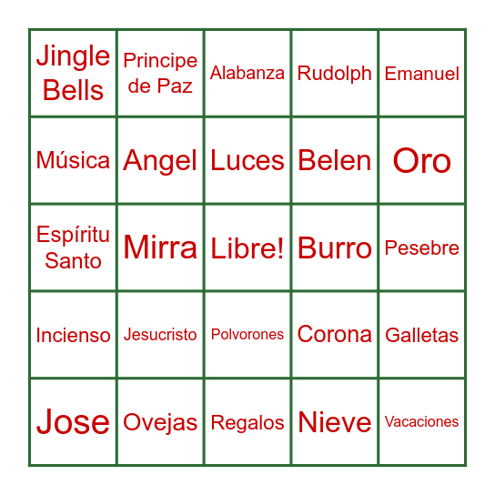 Bingo Navideña Bingo Card