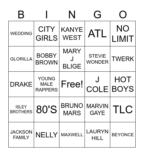 Music Bingo Card