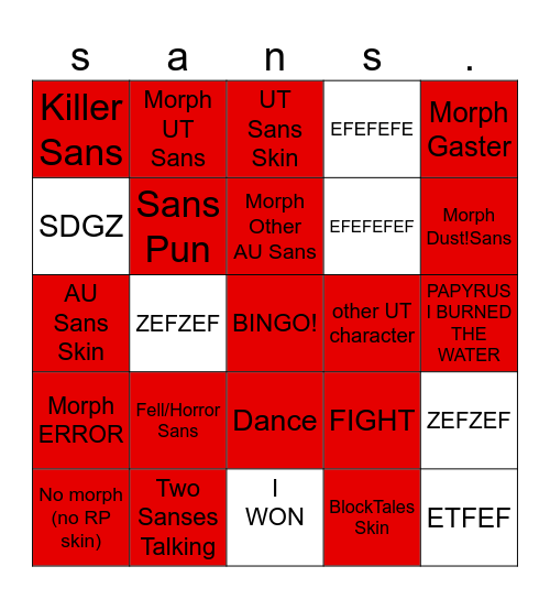 Undertale: Crossed Timelines BINGO Card