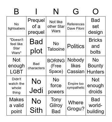 Andor Bingo Card