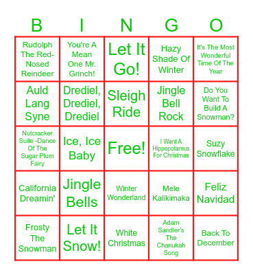 Jingle Bingo! Bingo Card
