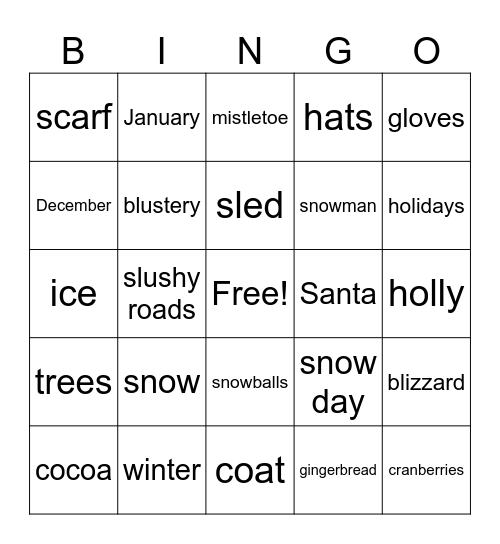 Winter Winter Winter Bingo Card