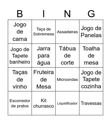 Chá de Panela da Kay Bingo Card