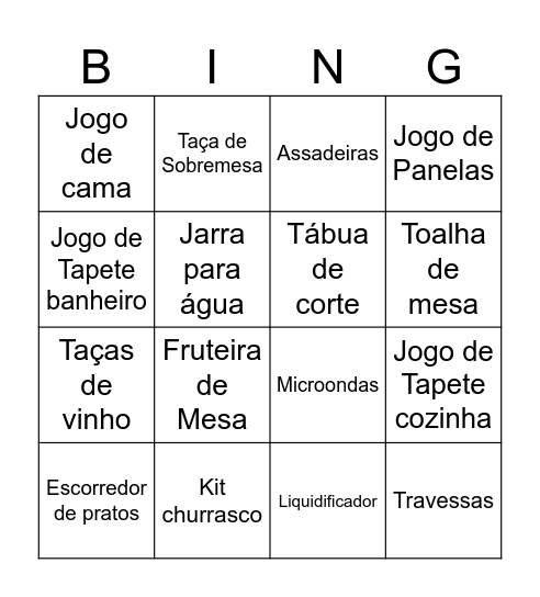 Chá de Panela da Kay Bingo Card