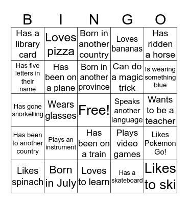 Ice Breaker Bingo Card