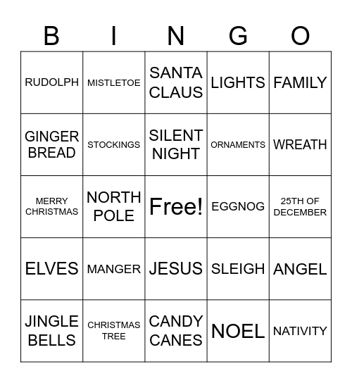 CHRISTMAS Bingo Card