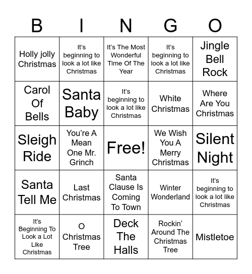 Christmas Bingo Card