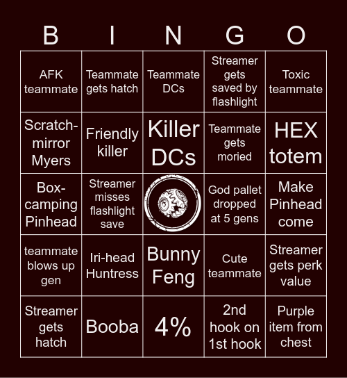 DbD Survivor Bingo Card