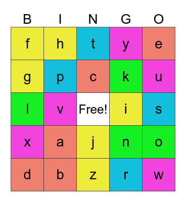 Alphabet Bingo Card