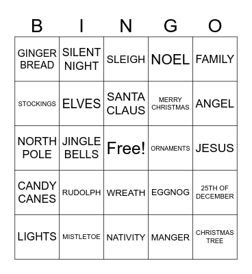 CHRISTMAS Bingo Card