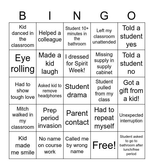 Holiday Teacher Bingo! Bingo Card