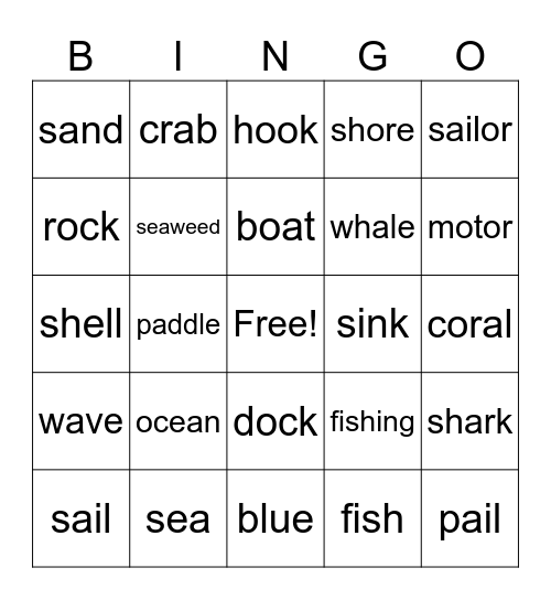 Boat Bingo Card