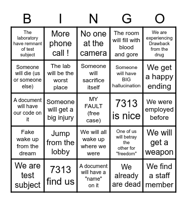 Bingo of the dead Bingo Card