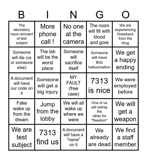 Bingo of the dead Bingo Card