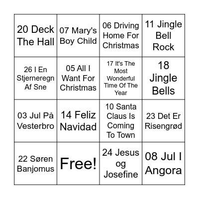 IJG Julebanko Bingo Card