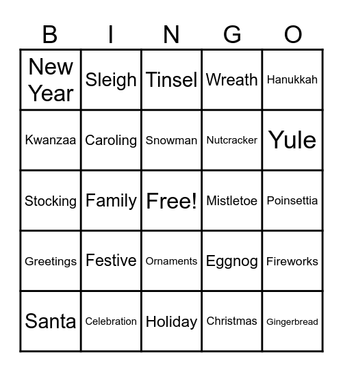 Holiday Bingo Card