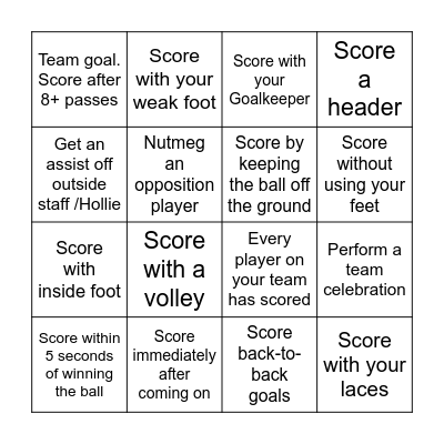 Football Bingo Card