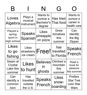 Find Someone Who... Bingo Card