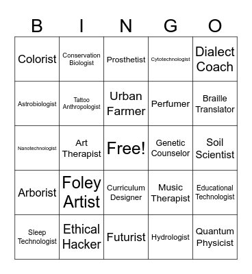 UnCommon Careers Bingo Card