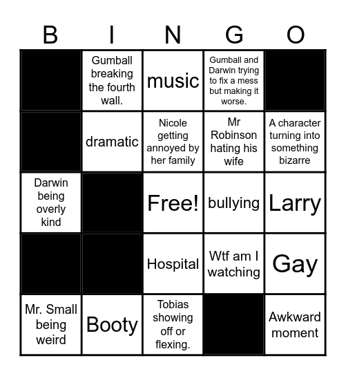 The amazing world of gumball Bingo Card