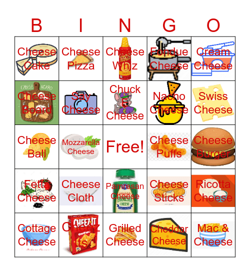 Cheese Bingo Card