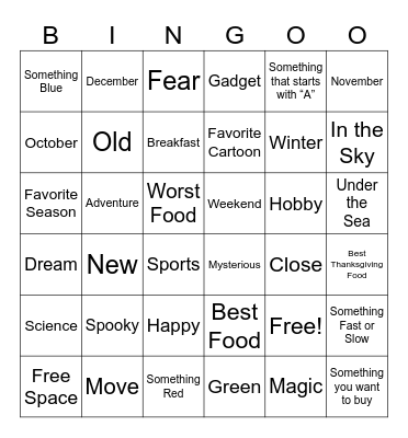 Art Bingo Card