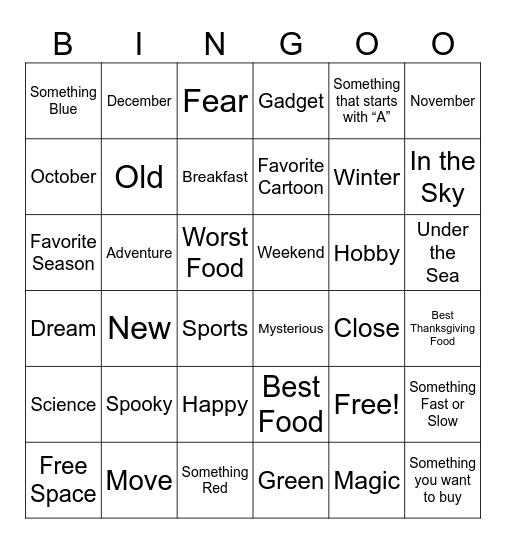 Art Bingo Card