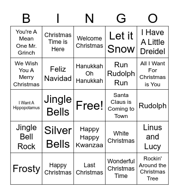 Holiday Bingo Card
