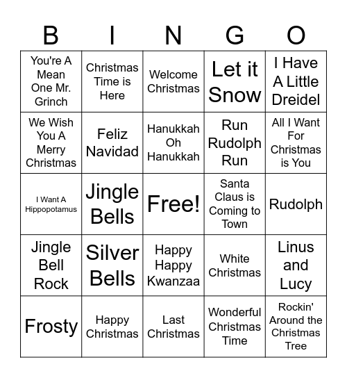 Holiday Bingo Card