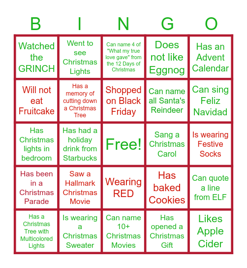 "THIS CHRISTMAS" Bingo Card