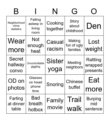 Family Bingo Card