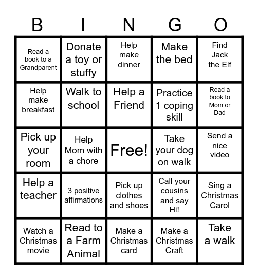 Jack the Elf BINGO! Bingo Card