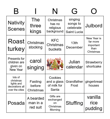 Christmas Traditions around the World Bingo Card