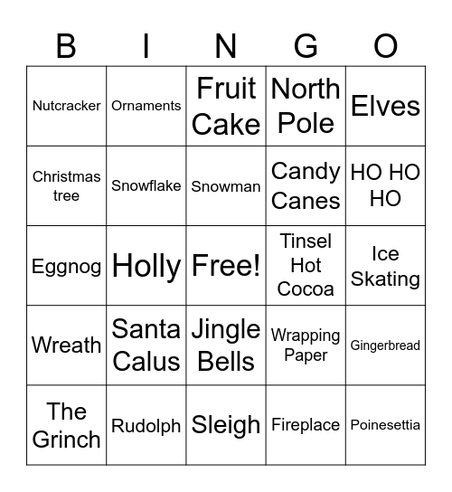 Holiday Bingo Card
