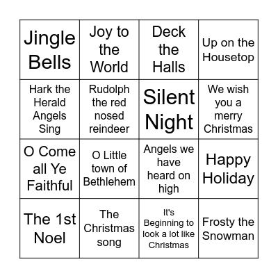 Christmas Carol Bingo Card